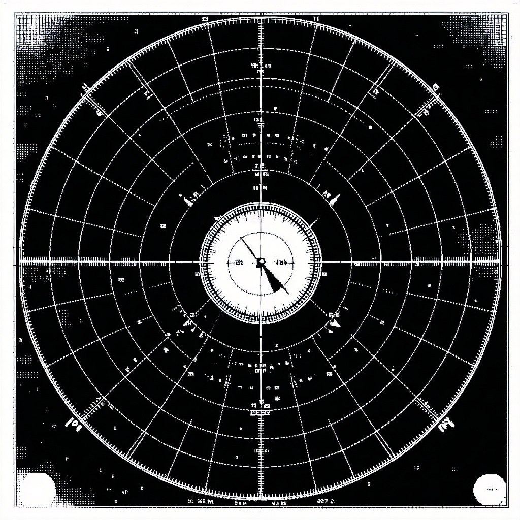 black and white radar screen like a vintage battleship game